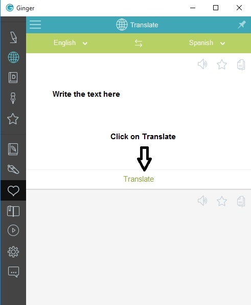 Ginger Translation Feature